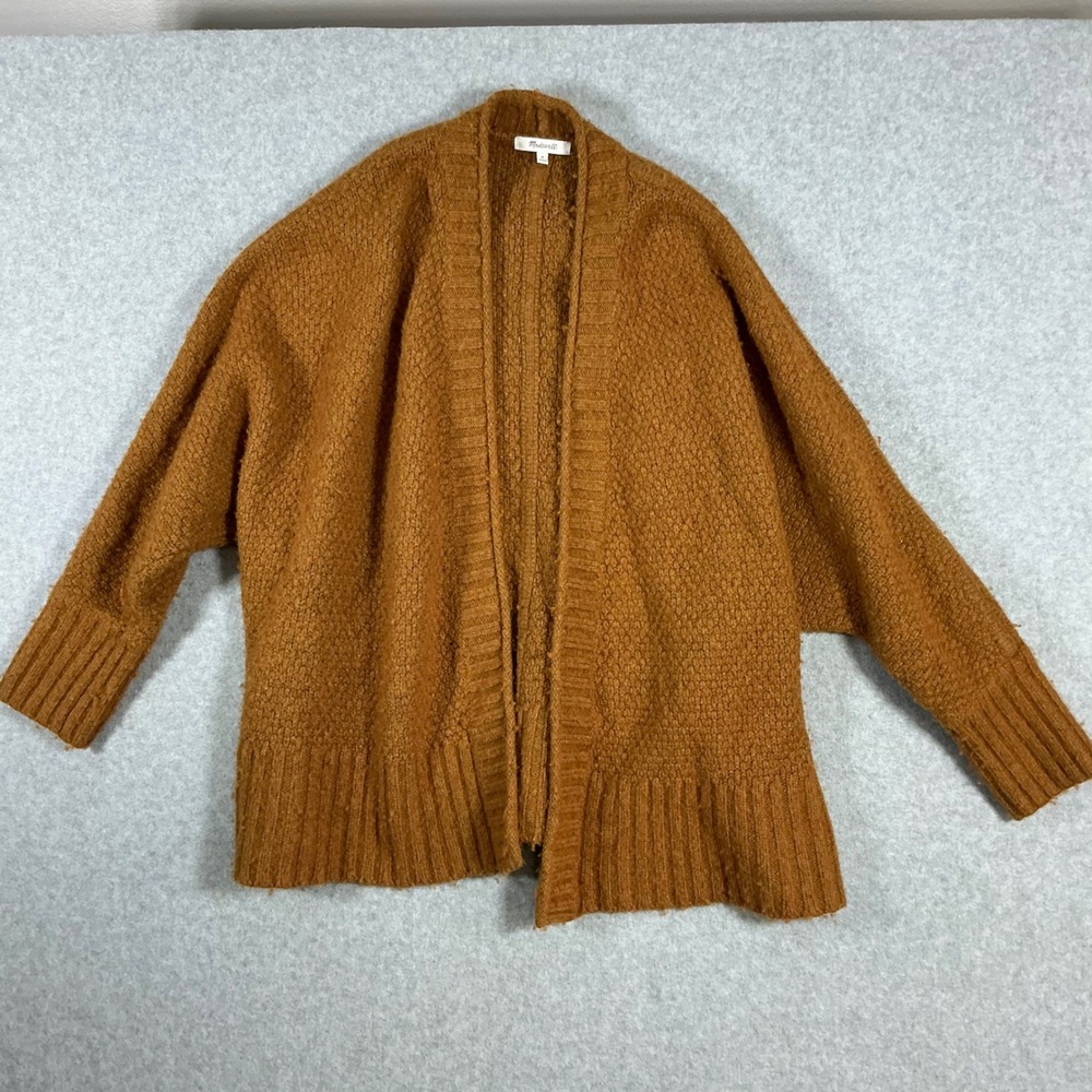 Madewell Womens M Rust Orange Wool Alpaca Blend Open Front Cardigan Sweater